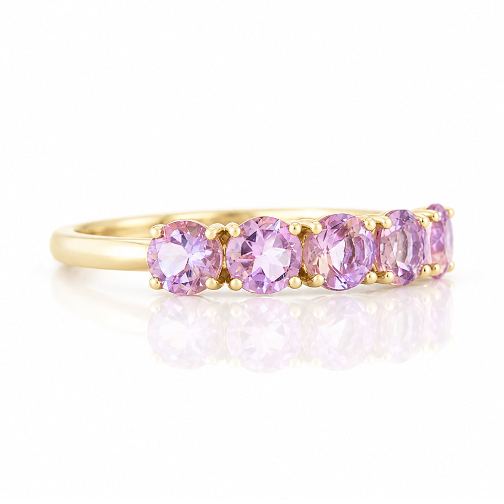 Annie, Pink Amethyst Half Eternity Ring - Victoria's Jewellery