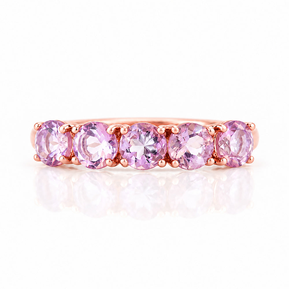 Annie, Pink Amethyst Half Eternity Ring - Victoria's Jewellery
