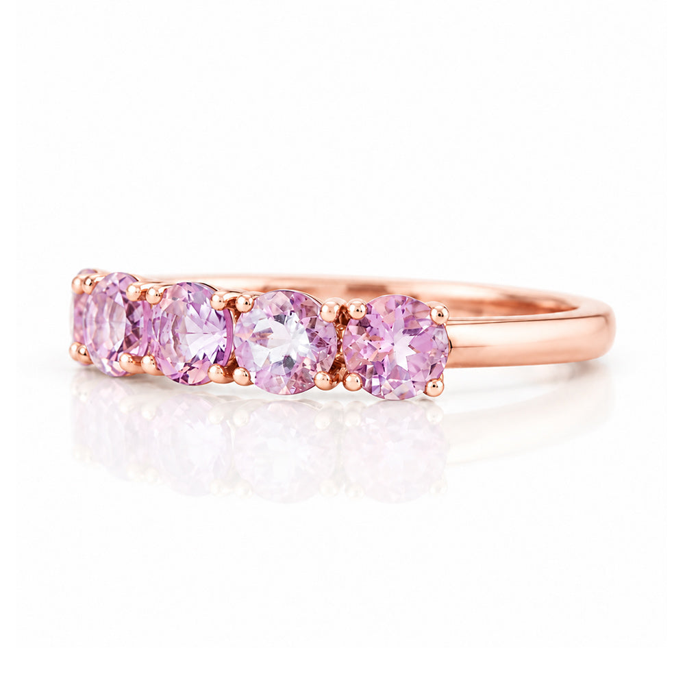 Annie, Pink Amethyst Half Eternity Ring - Victoria's Jewellery