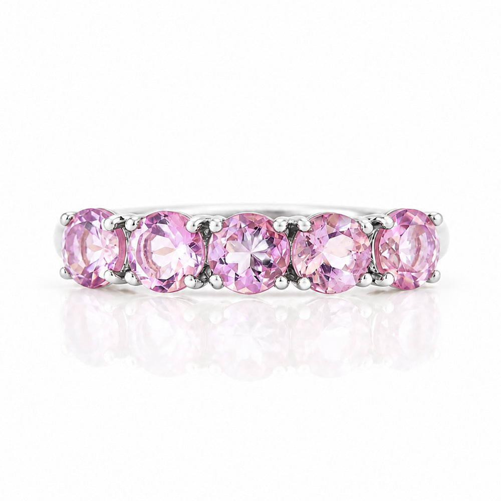 Annie, Pink Amethyst Half Eternity Ring - Victoria's Jewellery