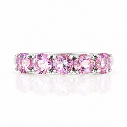 Annie, Pink Amethyst Half Eternity Ring - Victoria's Jewellery