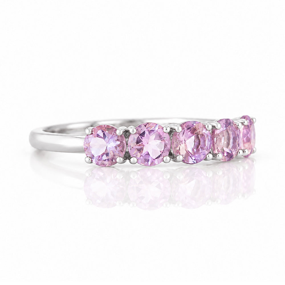 Annie, Pink Amethyst Half Eternity Ring - Victoria's Jewellery