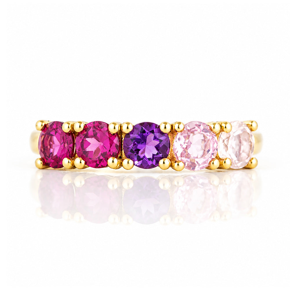 Annie, a Pink Half Eternity Ring - Victoria's Jewellery