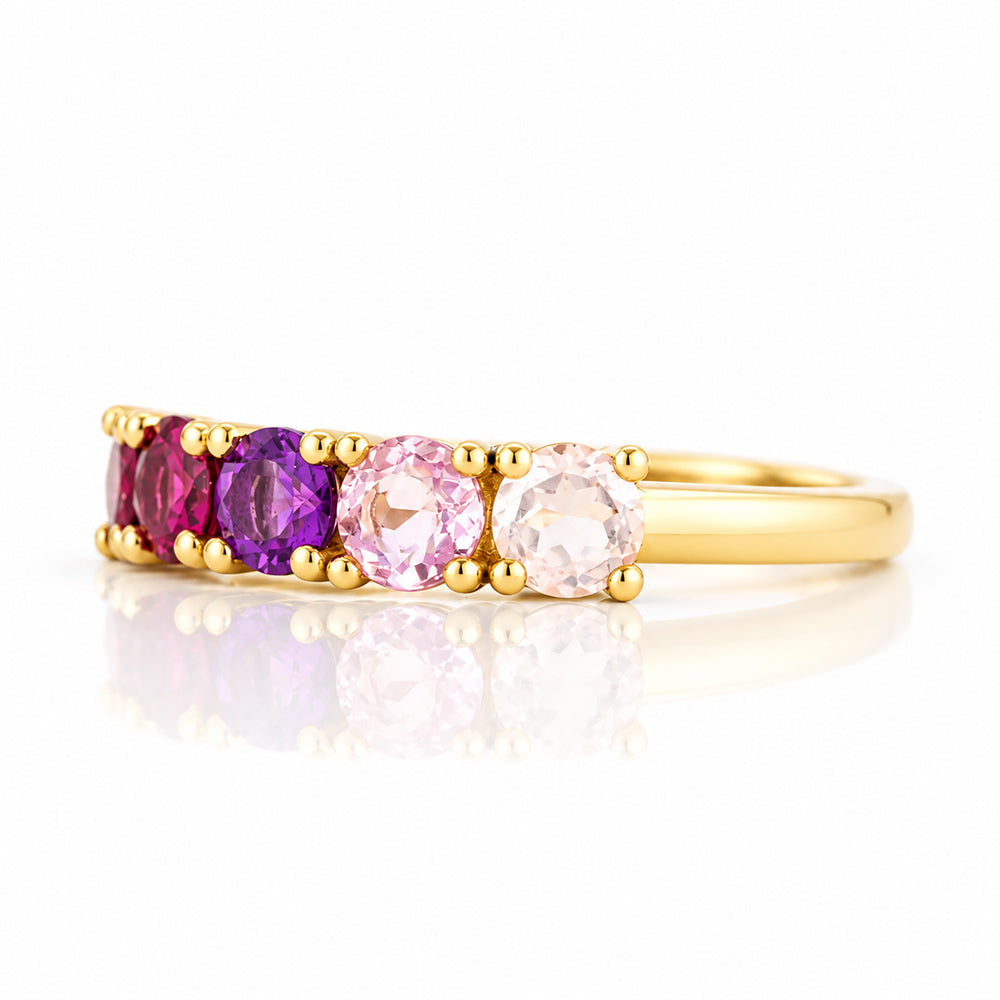 Annie, a Pink Half Eternity Ring - Victoria's Jewellery
