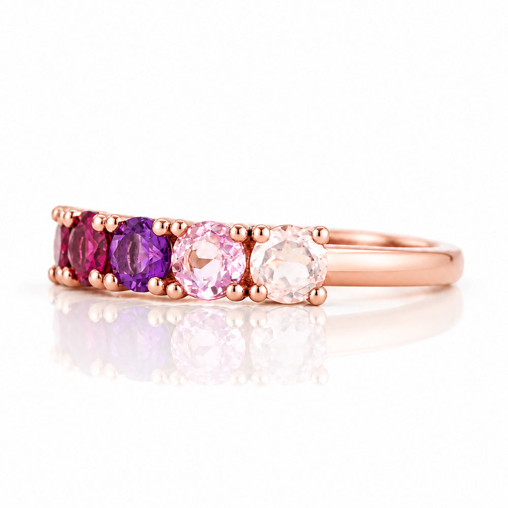 Annie, a Pink Half Eternity Ring - Victoria's Jewellery