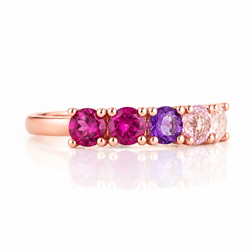 Annie, a Pink Half Eternity Ring - Victoria's Jewellery