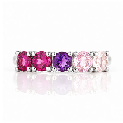 Annie, a Pink Half Eternity Ring - Victoria's Jewellery