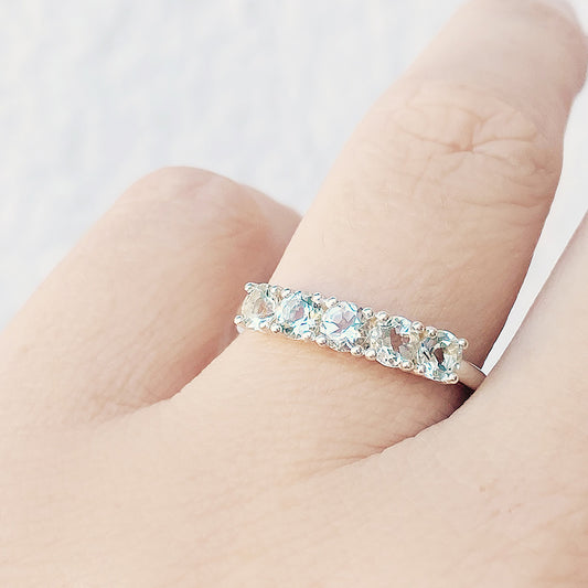 Round cut Prasiolite half eternity ring - Victoria's Jewellery