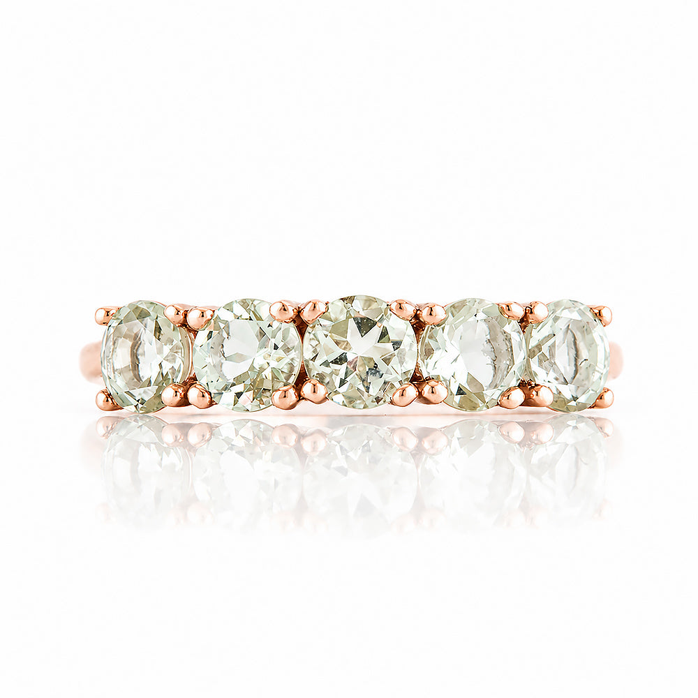 Annie, a Prasiolite Half Eternity Ring