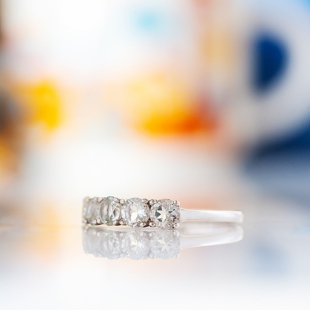 Annie, a Prasiolite Half Eternity Ring