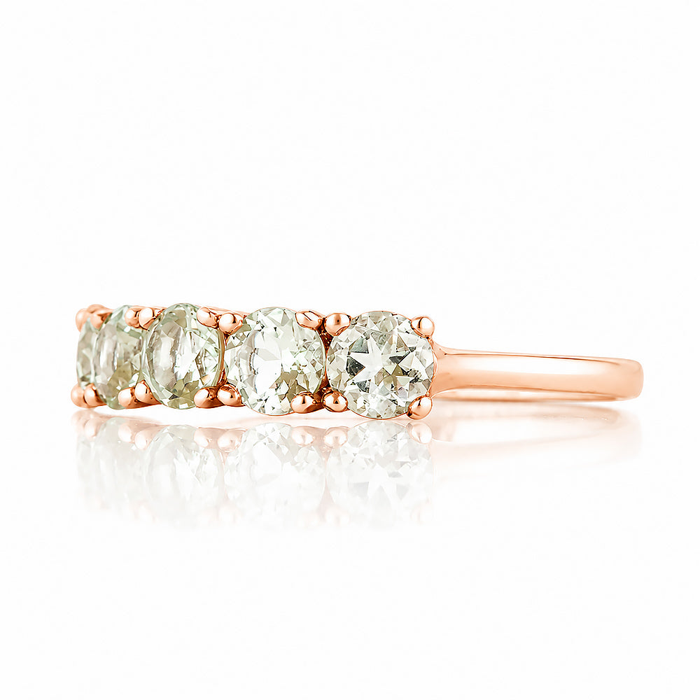 Annie, a Prasiolite Half Eternity Ring