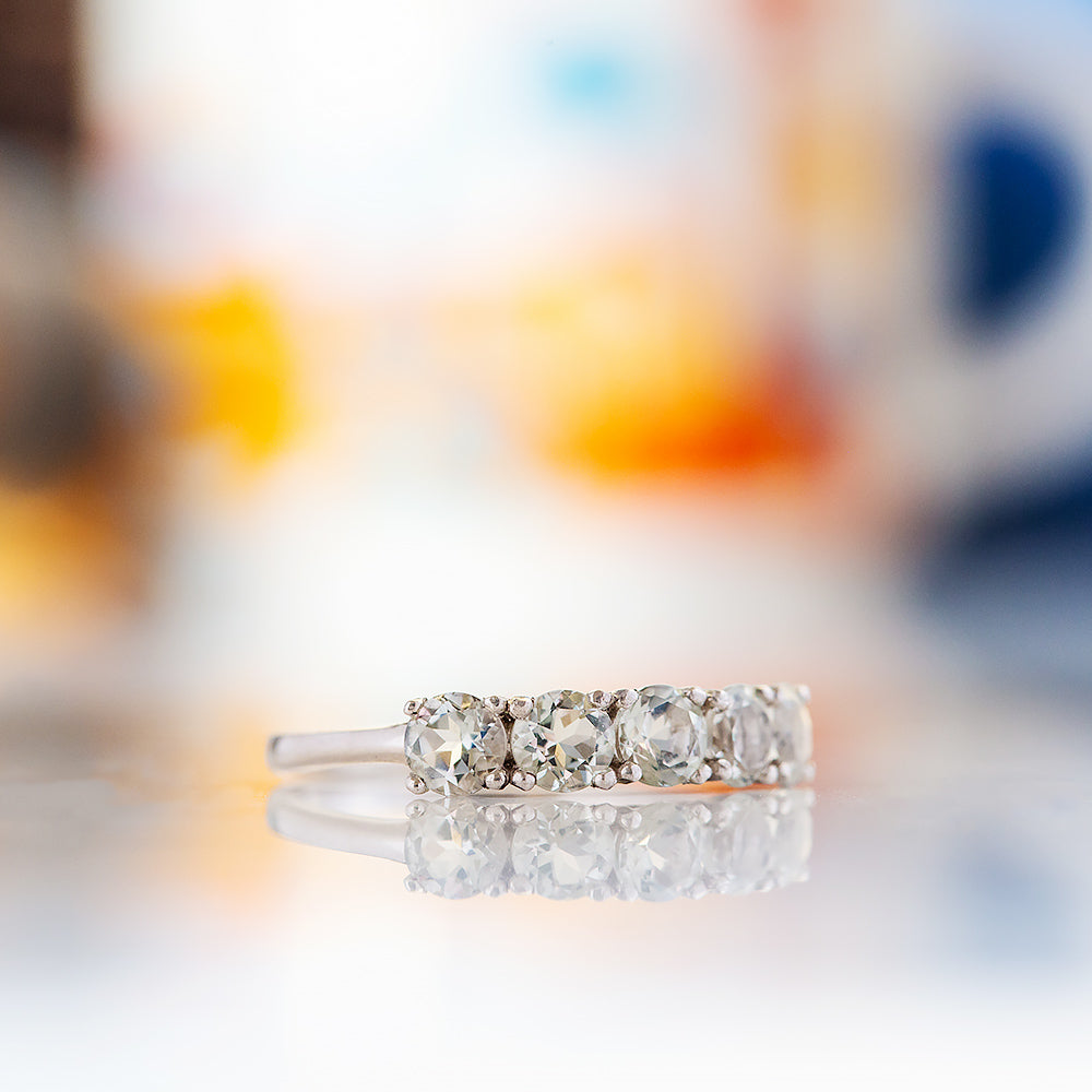 Annie, a Prasiolite Half Eternity Ring