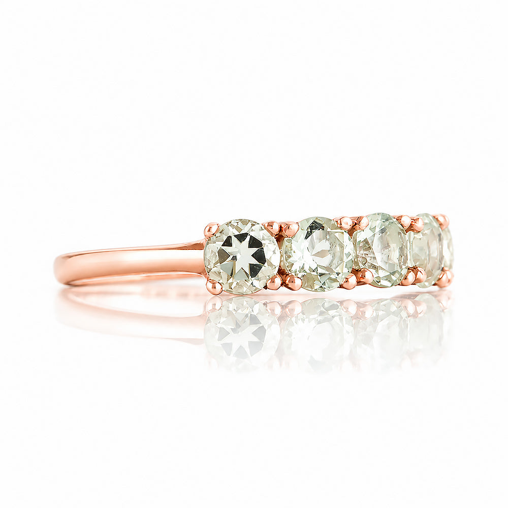 Annie, a Prasiolite Half Eternity Ring