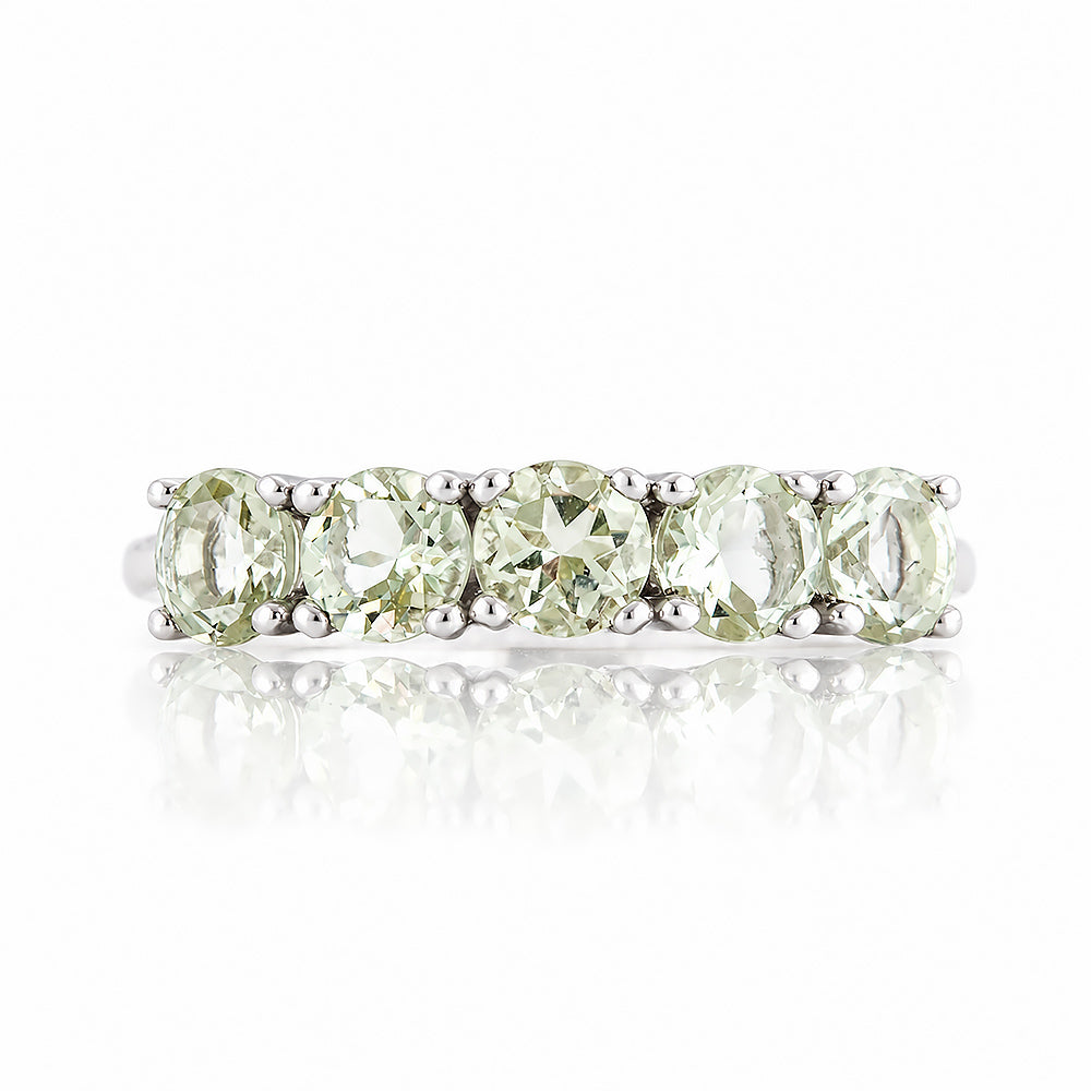 Annie, a Prasiolite Half Eternity Ring