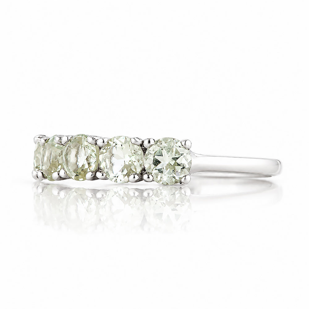 Annie, a Prasiolite Half Eternity Ring
