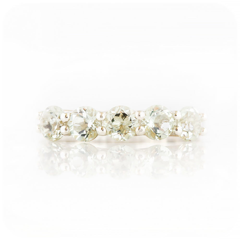 Round cut Prasiolite Trellis Half Eternity Ring - Victoria's Jewellery