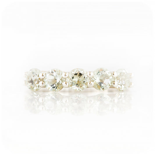 Round cut Prasiolite Trellis Half Eternity Ring - Victoria's Jewellery