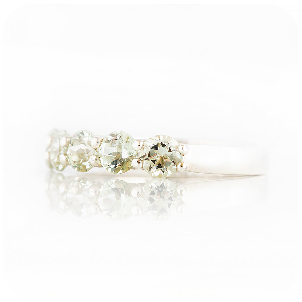 Round cut Prasiolite Trellis Half Eternity Ring - Victoria's Jewellery