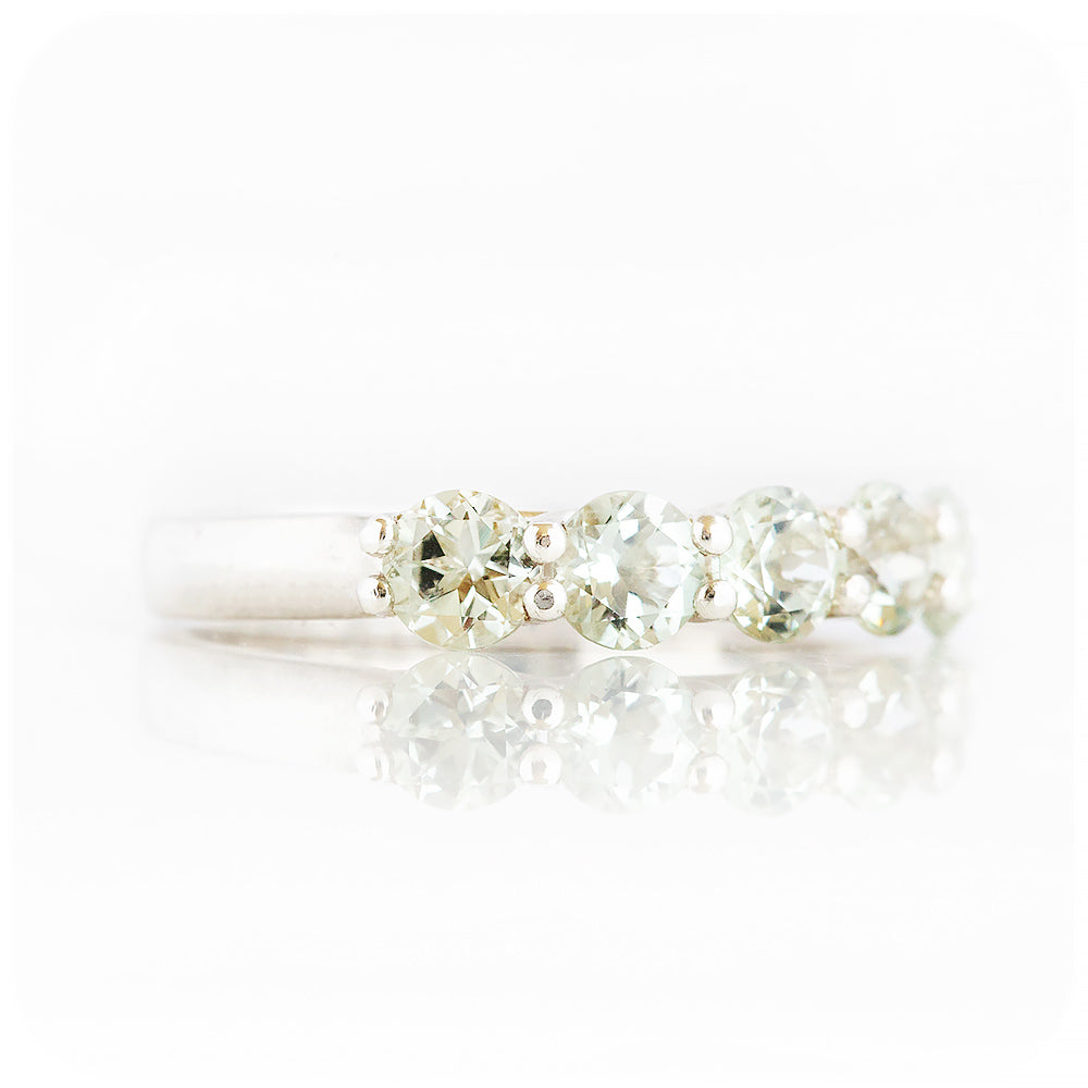 Round cut Prasiolite Trellis Half Eternity Ring - Victoria's Jewellery