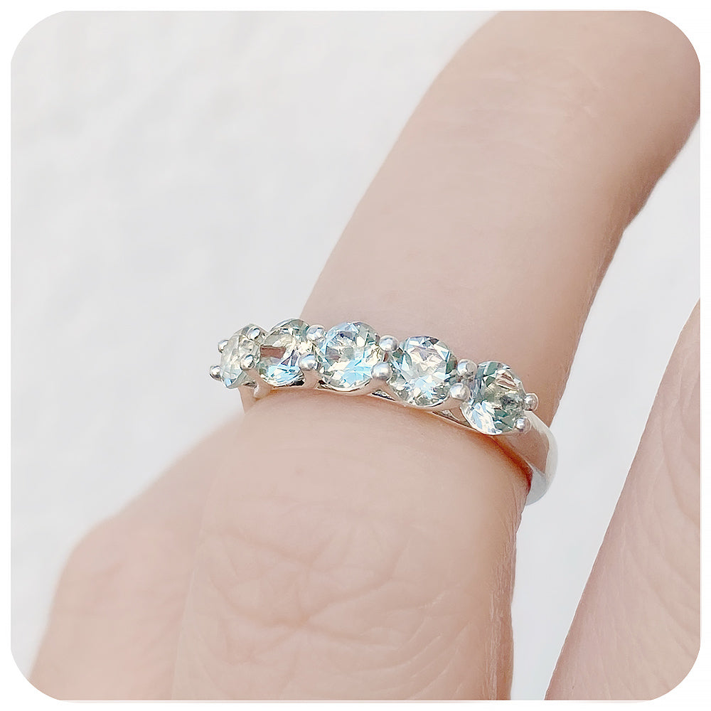 Round cut Prasiolite Trellis Half Eternity Ring - Victoria's Jewellery