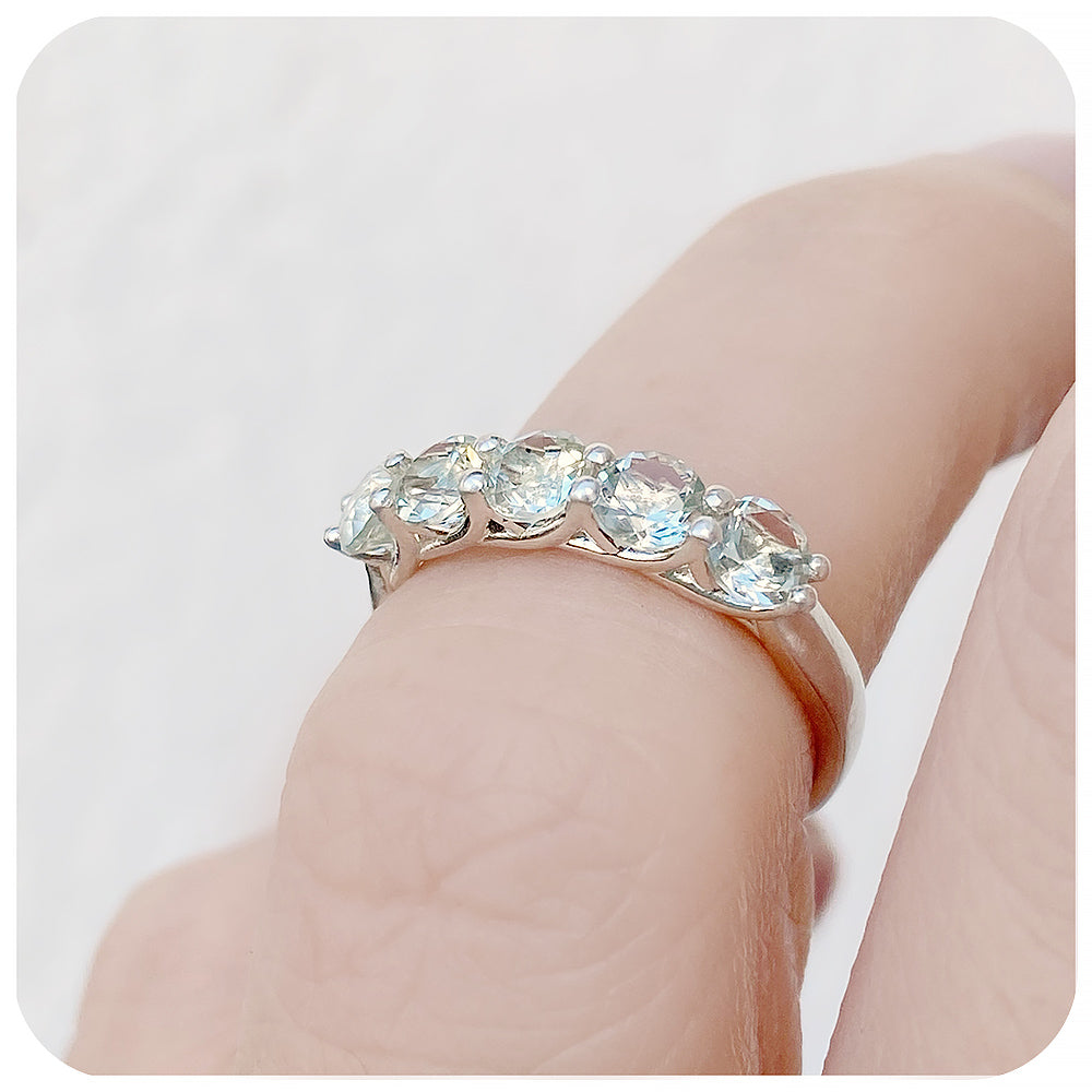 Round cut Prasiolite Trellis Half Eternity Ring - Victoria's Jewellery