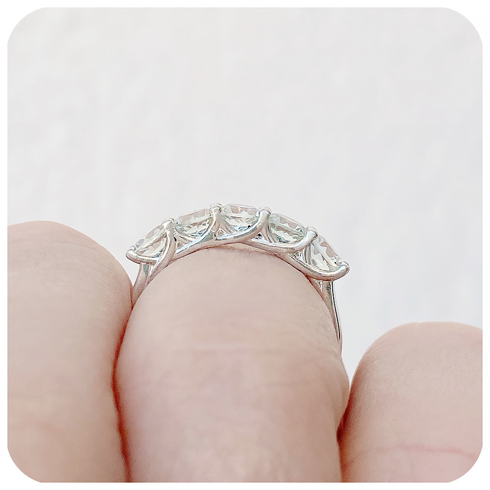 Round cut Prasiolite Trellis Half Eternity Ring - Victoria's Jewellery