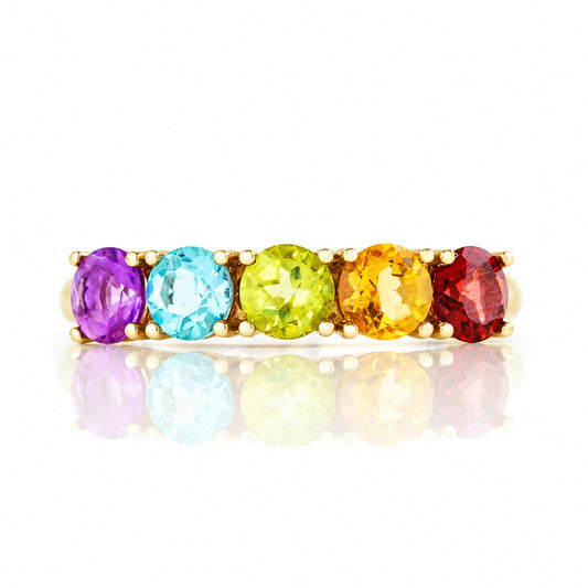 Annie, a Rainbow Half Eternity Ring - Victoria's Jewellery