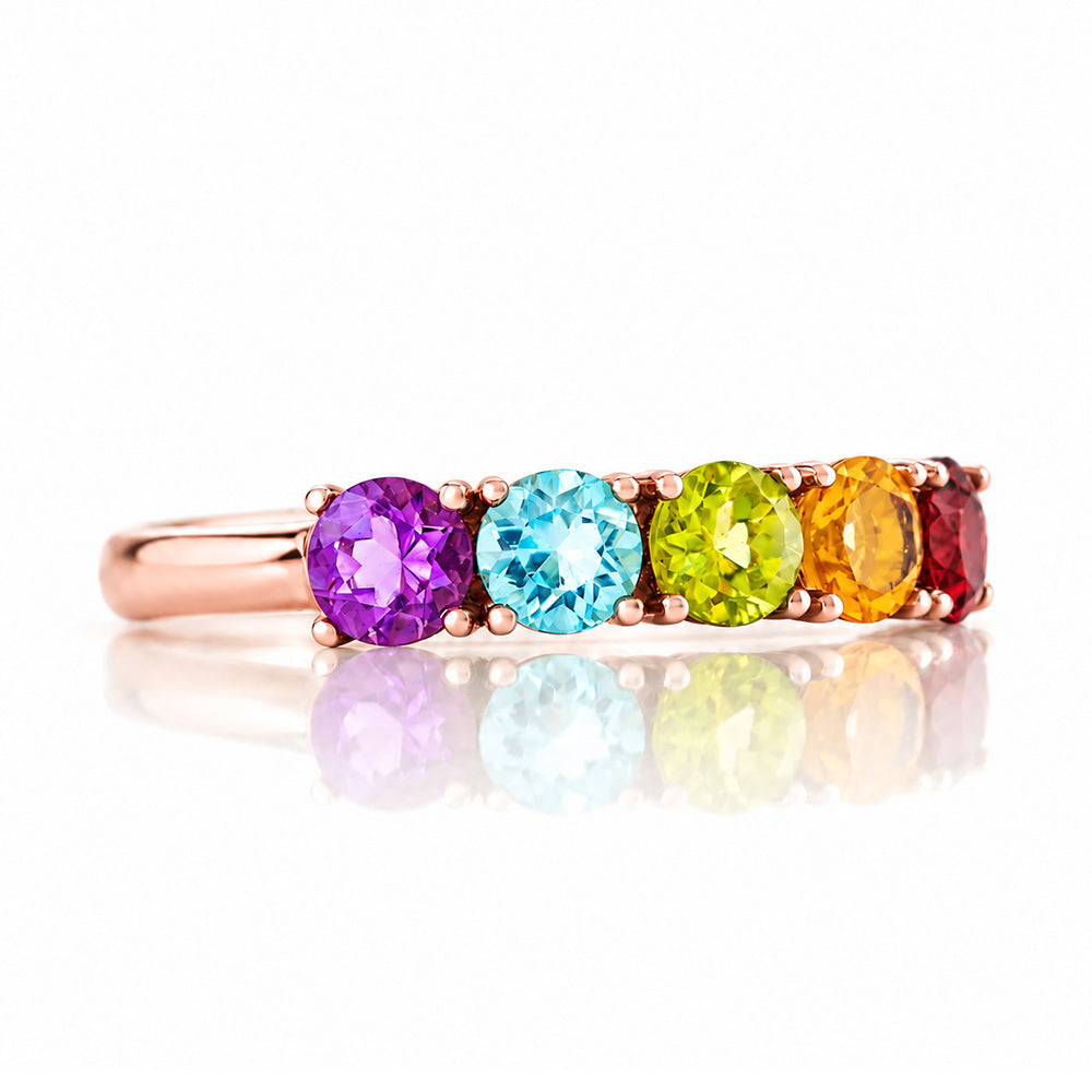 Annie, a Rainbow Half Eternity Ring - Victoria's Jewellery