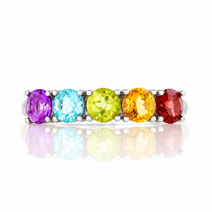 Annie, a Rainbow Half Eternity Ring - Victoria's Jewellery