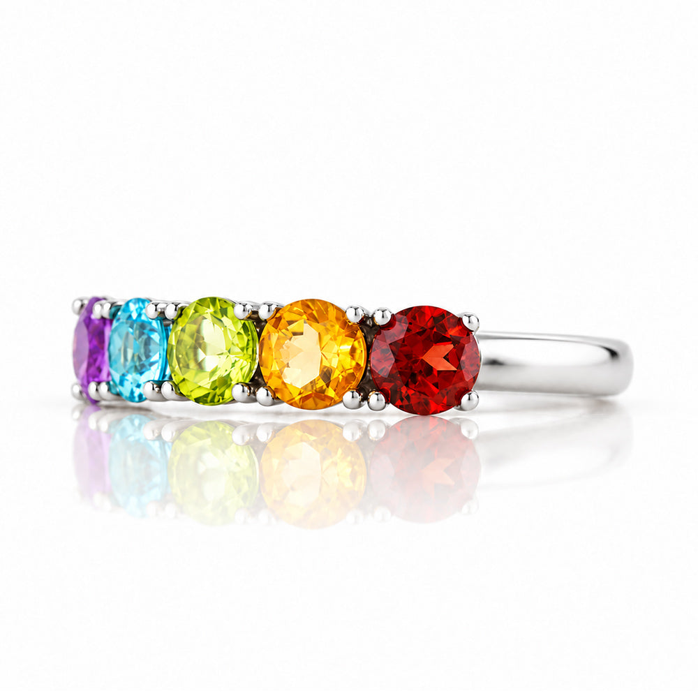 Annie, a Rainbow Half Eternity Ring - Victoria's Jewellery