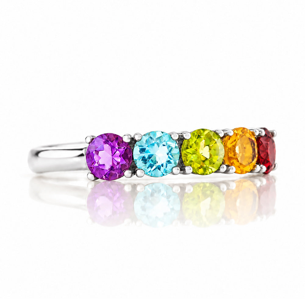 Annie, a Rainbow Half Eternity Ring - Victoria's Jewellery