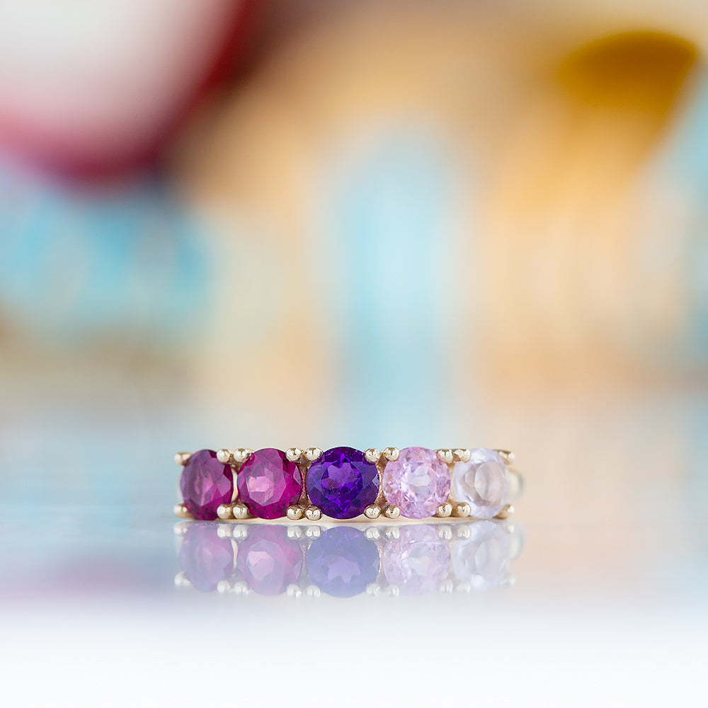 Annie, a Pink Half Eternity Ring - Victoria's Jewellery