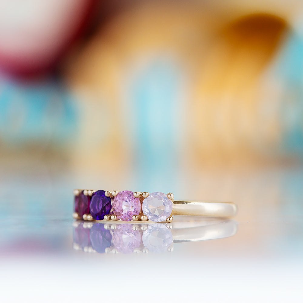 Annie, a Pink Half Eternity Ring - Victoria's Jewellery