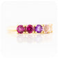 Round cut Pink Rainbow Half Eternity Ring in Yellow Gold - Victoria's Jewellery