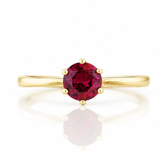 Tulip, a Six Claw Rhodolite Garnet Ring
