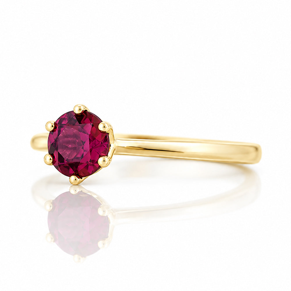 Tulip, a Six Claw Rhodolite Garnet Ring - Victoria's Jewellery
