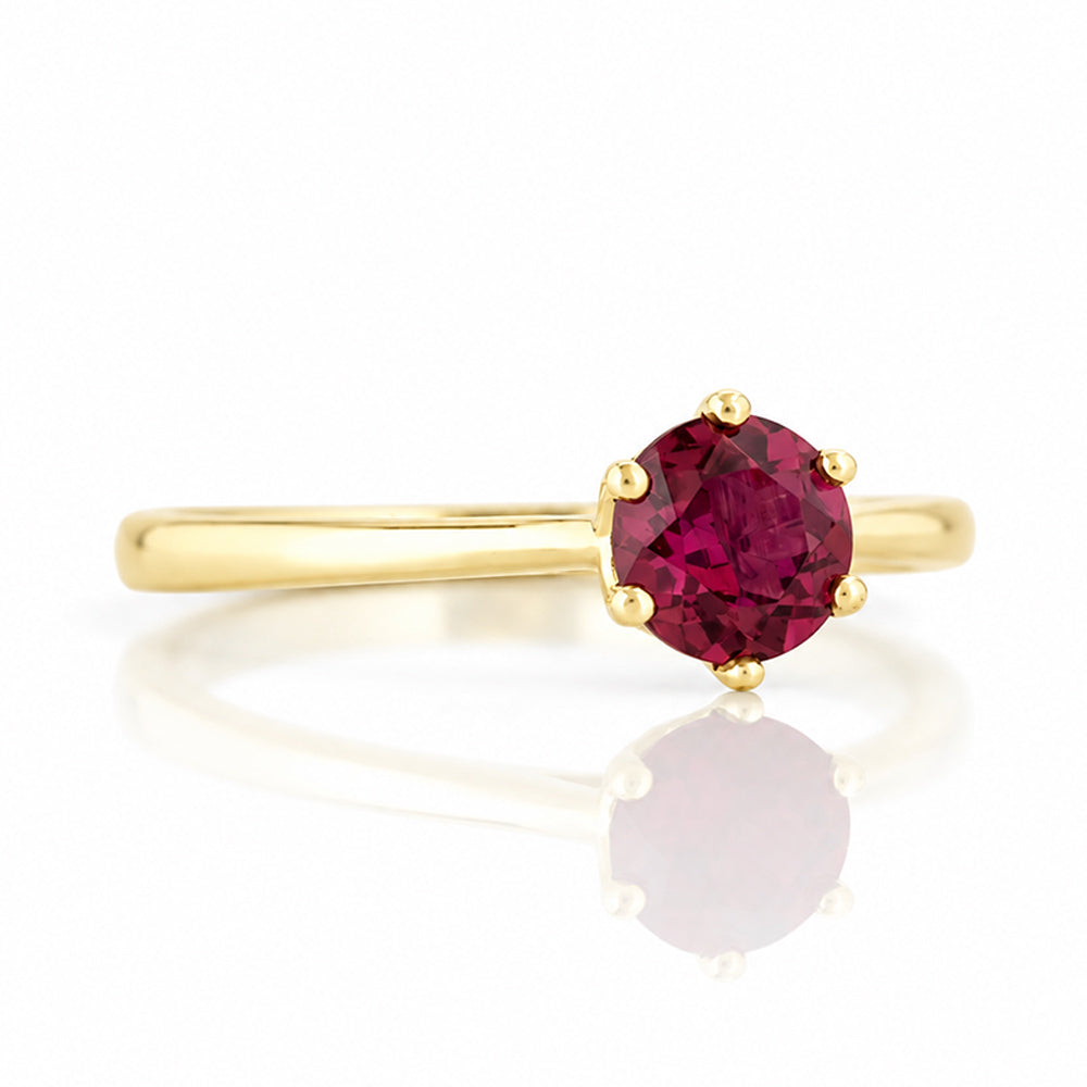 Tulip, a Six Claw Rhodolite Garnet Ring - Victoria's Jewellery
