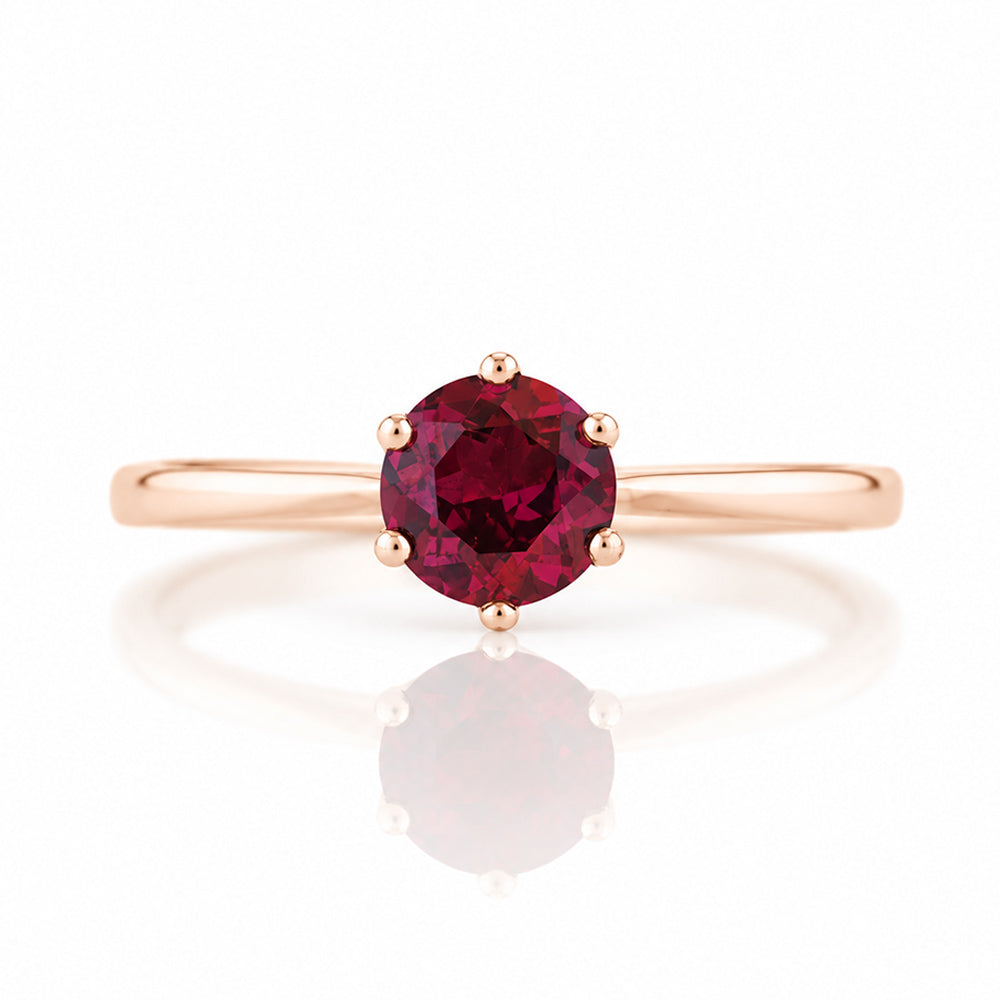 Tulip, a Six Claw Rhodolite Garnet Ring - Victoria's Jewellery