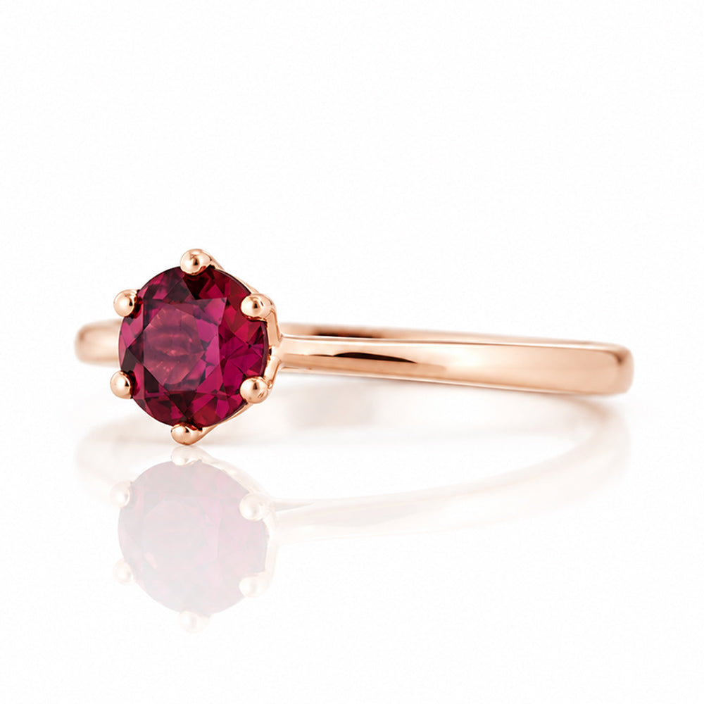 Tulip, a Six Claw Rhodolite Garnet Ring - Victoria's Jewellery