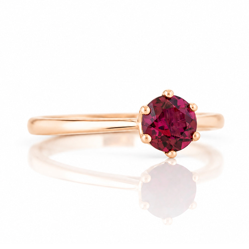 Tulip, a Six Claw Rhodolite Garnet Ring - Victoria's Jewellery
