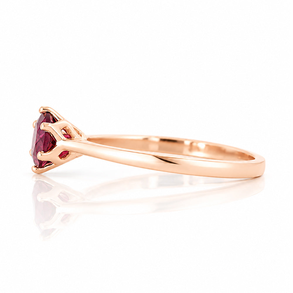 Tulip, a Six Claw Rhodolite Garnet Ring - Victoria's Jewellery