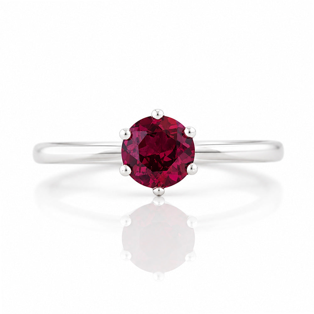 Tulip, a Six Claw Rhodolite Garnet Ring - Victoria's Jewellery