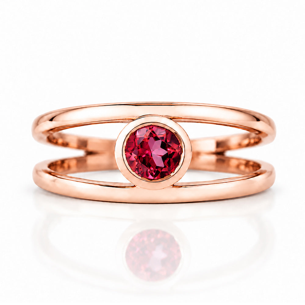 Harper, Round cut Rhodolite Garnet Split Band Ring - Victoria's Jewellery