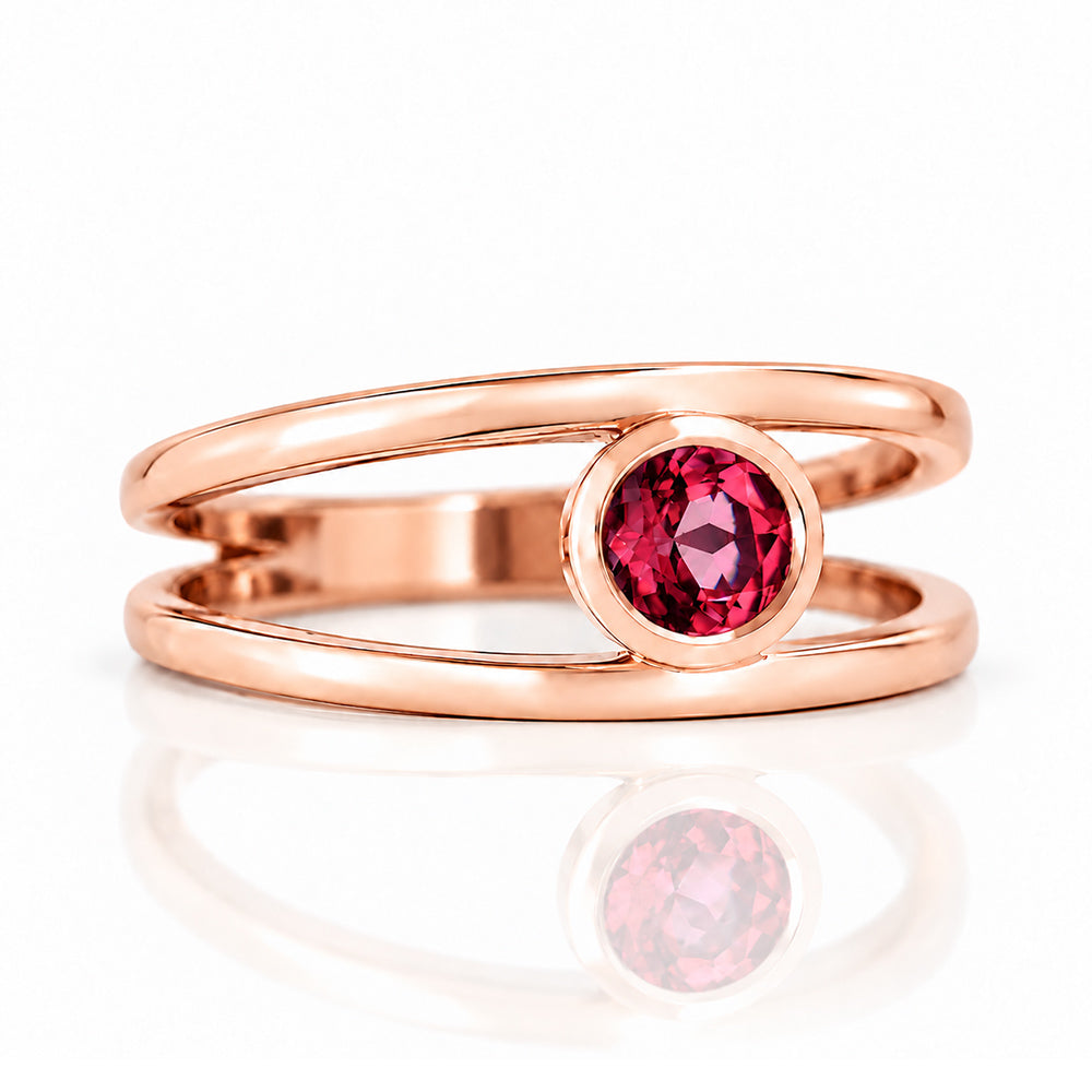 Harper, Round cut Rhodolite Garnet Split Band Ring - Victoria's Jewellery
