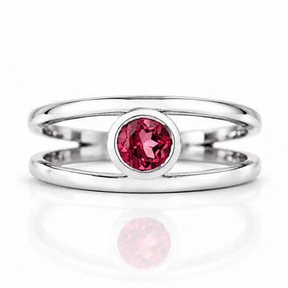 Harper, Round cut Rhodolite Garnet Split Band Ring - Victoria's Jewellery