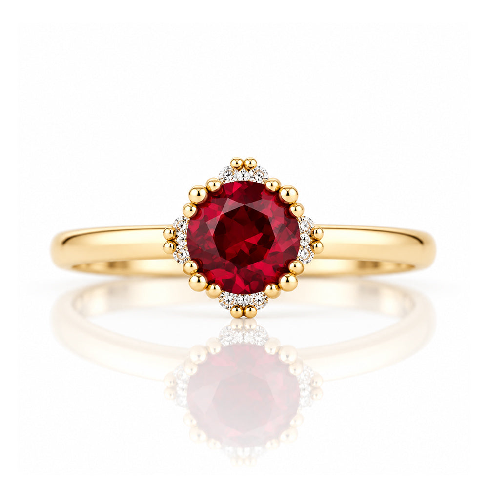 Evie, Lab Ruby and Diamond Engagement Ring - Victoria's Jewellery