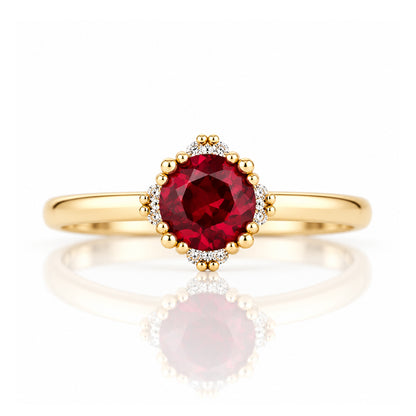 Evie, Lab Ruby and Diamond Engagement Ring - Victoria's Jewellery