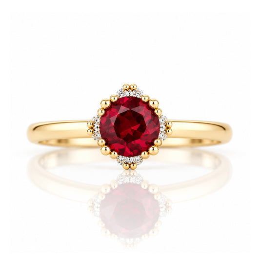 Evie, Lab Ruby and Diamond Engagement Ring - Victoria's Jewellery