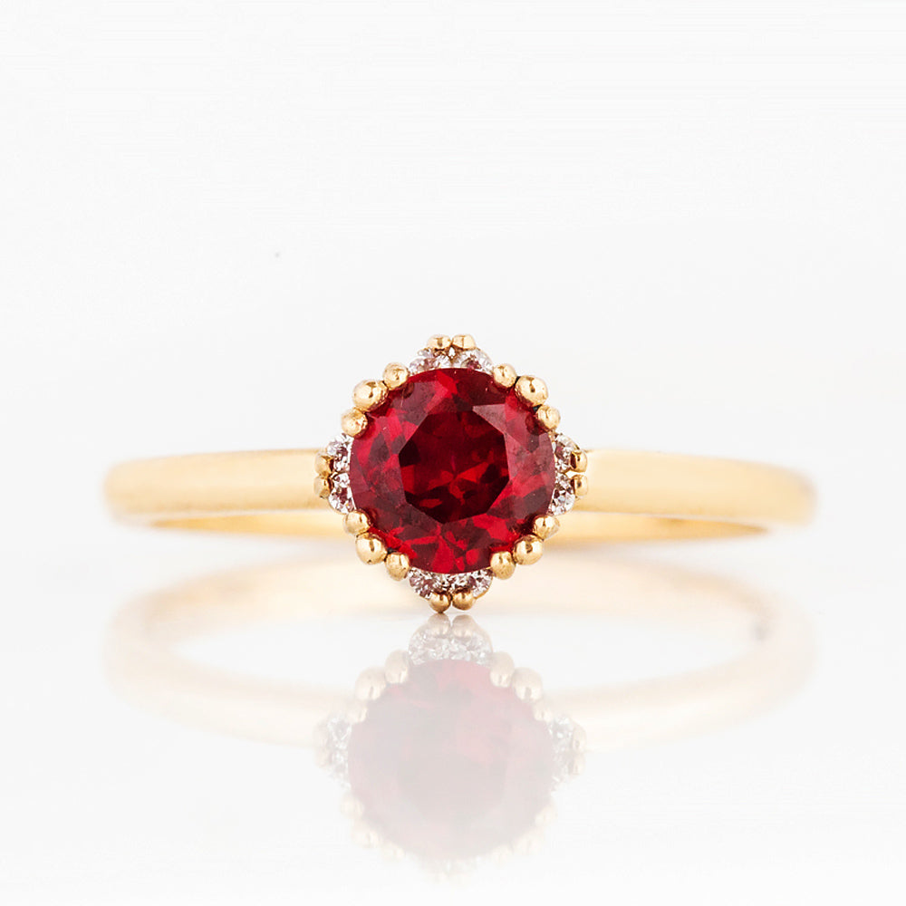 Evie, Lab Ruby and Diamond Engagement Ring - Victoria's Jewellery