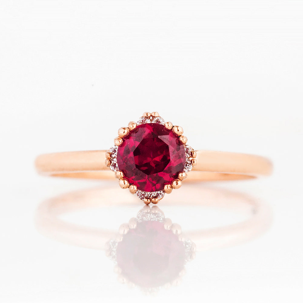 Evie, Lab Ruby and Diamond Engagement Ring - Victoria's Jewellery